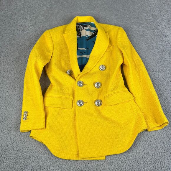Dsquared2 Blazer Men 38 Yellow Double Breasted Lined Coat Jacket Statement Italy - Picture 3 of 16
